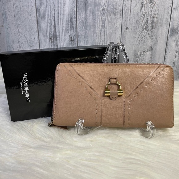 YVES SAINT LAURENT muse leather zip wallet in tan - Picture 2 of 16